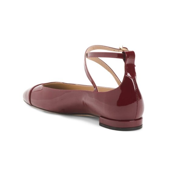 STUART WEITZMAN Rosewood Made In Spain Patent Leather Eden Strap Flats - Picture 2 of 2